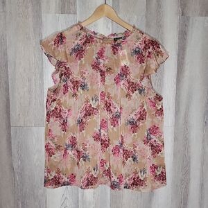 Torrid Women 2 (2X 18-20) Crinkle Chiffon Blouse Sheer Flutter Sleeve Floral NEW